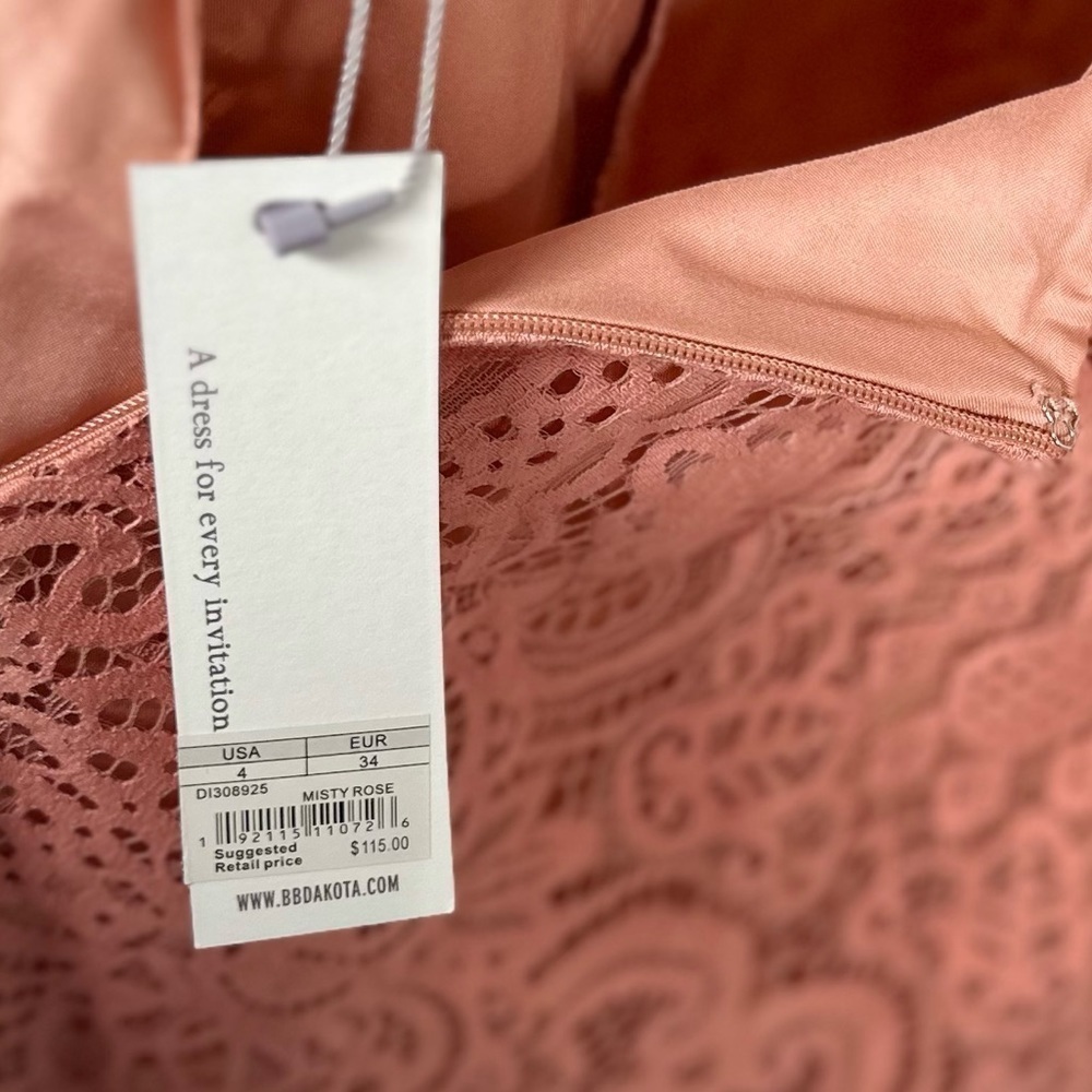 π
½π
΄π BB Dakota Lace Cold Shoulder Dress in Misty Rose, Size 4 - Picture 13 of 17